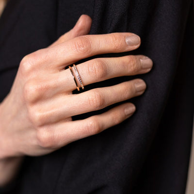 Dvojitý prsten s krystaly - Zovero